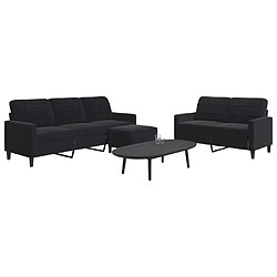 vidaXL Ensemble de canapés 3 pcs avec coussins Noir Velours