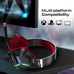 Vertux Blitz Casque gaming 7.1, microphone à annulation du bruit, son surround, éclairage LED RGB rouge pas cher