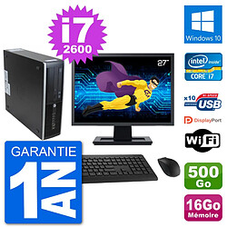 PC HP 8300 SFF Ecran 27" Intel i7-2600 RAM 16Go Disque 500Go Windows 10 Wifi · Occasion 