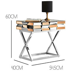 Meubler Design Table De Chevet En Verre Miroir 3d - Or / Miroir pas cher