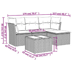 Avis vidaXL Salon de jardin 5 pcs avec coussins noir résine tressée