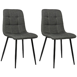 Decoshop26 Lot de 2 chaises de salle à manger en tissu gris foncé pieds métal noir mat style moderne CDS101104