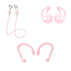 Shot Pack accessoires pour Airpods (Fils + Tour D'oreilles + Accroche Oreilles) Silicone (ROSE) 