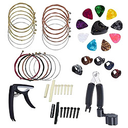 51pcs Accessoires de Guitare Accordeur, Kit de Maintenance de Broches de Pont D'outil de Restring 3-en-1