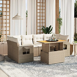 vidaXL Salon de jardin avec coussins 7 pcs beige résine tressée 