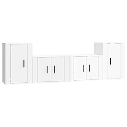 Maison Chic Ensemble de meubles TV 4 pcs pour salon - Blanc brillant Bois d'ingénierie -MN21374