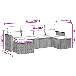 Avis vidaXL Salon de jardin avec coussins 6 pcs marron résine tressée