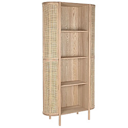 Pegane Etagère, meuble étagère en bois de rotin coloris naturel - longueur 88 x profondeur 36 x Hauteur 180 cm