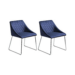 Beliani Chaise de salle à manger Set de 2 Velours Bleu marine ARCATA