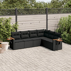 vidaXL Salon de jardin 6 pcs avec coussins noir résine tressée 