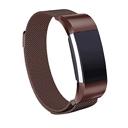 Wewoo Bracelet pour montre connectée Dragonne magnétique en acier inoxydable FITBIT Charge 3Taille petite187x18mm café 