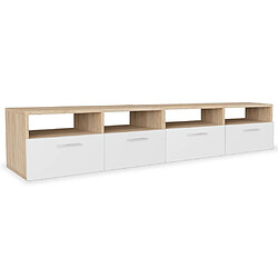 Maison Chic Meuble TV scandinave 2 pcs - Banc TV pour salon Aggloméré 95 x 35 x 36 cm Chêne et blanc -MN57882