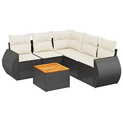 vidaXL Salon de jardin 6 pcs avec coussins noir résine tressée