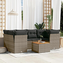 vidaXL Salon de jardin avec coussins 7 pcs gris résine tressée 