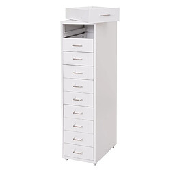 Mendler Caisson a roulettes Boston T851, armoire à tiroirs armoire en acier, 110x28x41cm 10 tiroirs ~ blanc