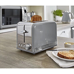 Retro Set Petit-Déjeuner Bouilloire 1,8L Sans fil, Grille-Pain 2 Larges Tranches, 850, Gris, SWAN, STP7050GRNEU