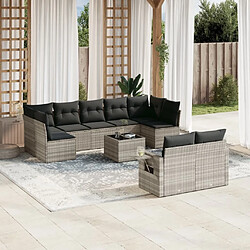 vidaXL Salon de jardin avec coussins 10 pcs gris clair résine tressée