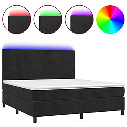 Maison Chic Lit adulte - Lit + matelas + LED,Sommier à lattes de lit et matelas LED Noir 180x200 cm Velours -GKD18429