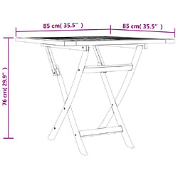 vidaXL Table pliable de jardin 85x85x76 cm Bois de teck solide pas cher