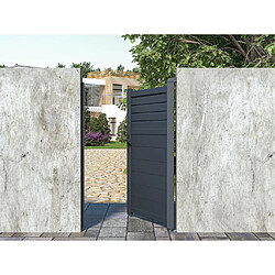 Vente-Unique Portillon battant aluminium persienné L103 x H166 cm anthracite - VIAZO