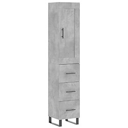 vidaXL Buffet haut Gris béton 34,5x34x180 cm Bois d'ingénierie