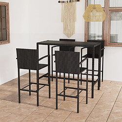 Maison Chic Table de bar et chaises d'extérieur 5 pcs,Ensemble de bar de jardin pour relax Résine tressée Noir -GKD983964