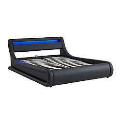 Acheter Vente-Unique Lit coffre 160 x 200 cm - Avec LEDs - Simili - Noir + Matelas - IRIS II