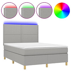 vidaXL Sommier à lattes de lit et matelas et LED Gris clair 140x200 cm