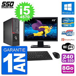 PC Fujitsu E720 E85+ DT Ecran 19" Core i5-4570 RAM 8Go SSD 240Go Windows 10 Wifi - Occasion