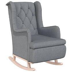 vidaXL Fauteuil avec pieds à bascule en bois d'hévéa Gris clair Tissu