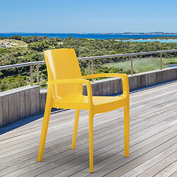 Chaise polypropylène empilable avec accoudoirs salle à manger Cream Grand Soleil, Couleur: Jaune