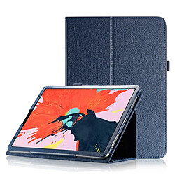 Wewoo Housse Étui Coque en cuir à rabat horizontal Texture Litchi pour iPad Pro 11 pouces 2018avec support et fonction Veille / Réveil Bleu foncé 