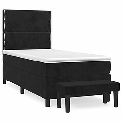 Maison Chic Structures de lit + matelas,Lit à sommier tapissier et matelas pour Chambre Noir 80x200 cm Velours -MN72457