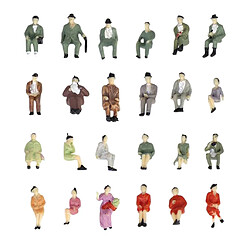 Avis 50pcs 1/87 échelle Couleur Personnes Modèle Mini Modèles Assis Personnes Pour La Décoration