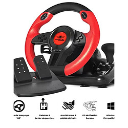 Volant et pédales de jeu Vidéo Race Pro Wheel 1 compatible WINDOWS 11/ PC SPIRIT OF GAMER PROGRAMMABLE 6 boutons.