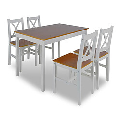 Ensemble salle à manger de jardin 5 pcs,Table et chaise à dîner Marron et blanc -MN47219