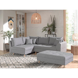 Lisa Design Rune - canapé d'angle - avec pouf d'appoint - 4 places - style scandinave - gauche Rune - canapé d'angle - avec pouf d'appoint - 4 places - style scandinave - gauche - Gris clair