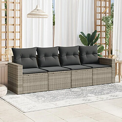 vidaXL Salon de jardin 4 pcs avec coussins gris clair résine tressée 