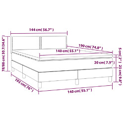 vidaXL Sommier à lattes de lit avec matelas Gris clair 140x190cm Tissu pas cher