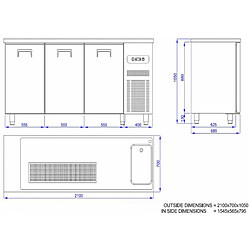 Refroidisseur de Boisson Avec Evier - 3 Portes - Combisteel