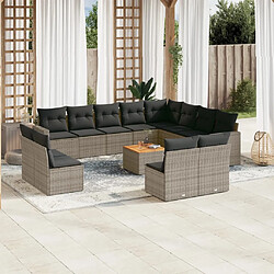 Maison Chic Salon de jardin avec coussins 13 pcs, Ensemble Tables et chaises de jardin, gris résine tressée -GKD328618