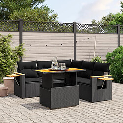 vidaXL Salon de jardin 6 pcs avec coussins noir résine tressée 