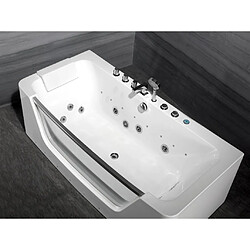 Acheter Vente-Unique Baignoire balnéo vitrée semi-îlot à leds DYONA - 1 place - 260L - 170*85*58cm - Blanche