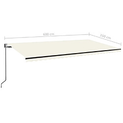 vidaXL Auvent rétractable automatique 600x350 cm Crème pas cher