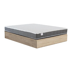 Vente-Unique Ensemble 160 x 200 cm sommier coffre avec tiroir naturel clair + matelas mousse HD mémoire de forme et tissu 3D respirant ép.18cm - HEAVEN de DREAMEA