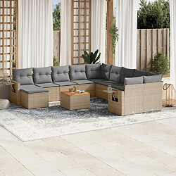 vidaXL Salon de jardin et coussins 12 pcs mélange beige résine tressée 