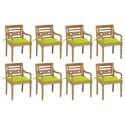 vidaXL Chaises Batavia avec coussins lot de 8 Bois de teck solide 