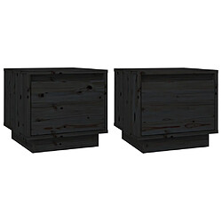 vidaXL Tables de chevet 2 pcs Noir 35x34x32 cm Bois de pin solide