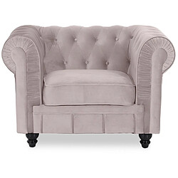 Fauteuil Chesterfield velours Altesse Taupe