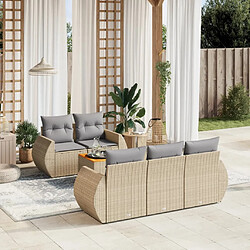 vidaXL Salon de jardin avec coussins 6 pcs beige résine tressée 